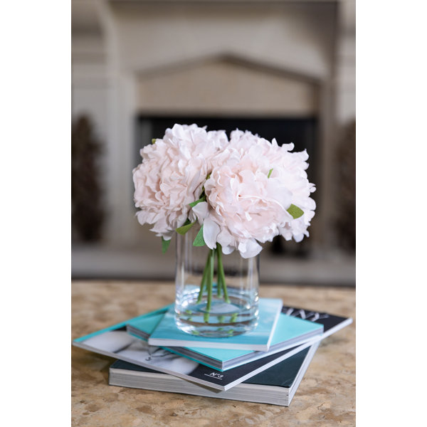 Primrue Faux Peony Bushes in Glass Vase Wayfair